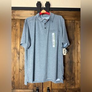 Duluth Trading Co Heathered Light Gray Men’s Polo with Vertical Logo